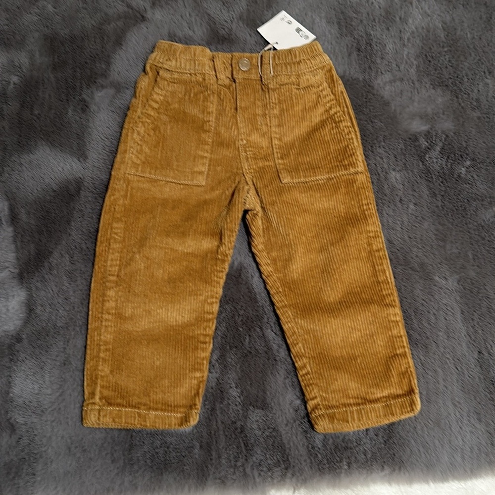 Zara Corduroy Kids Pants in Mustard Brown